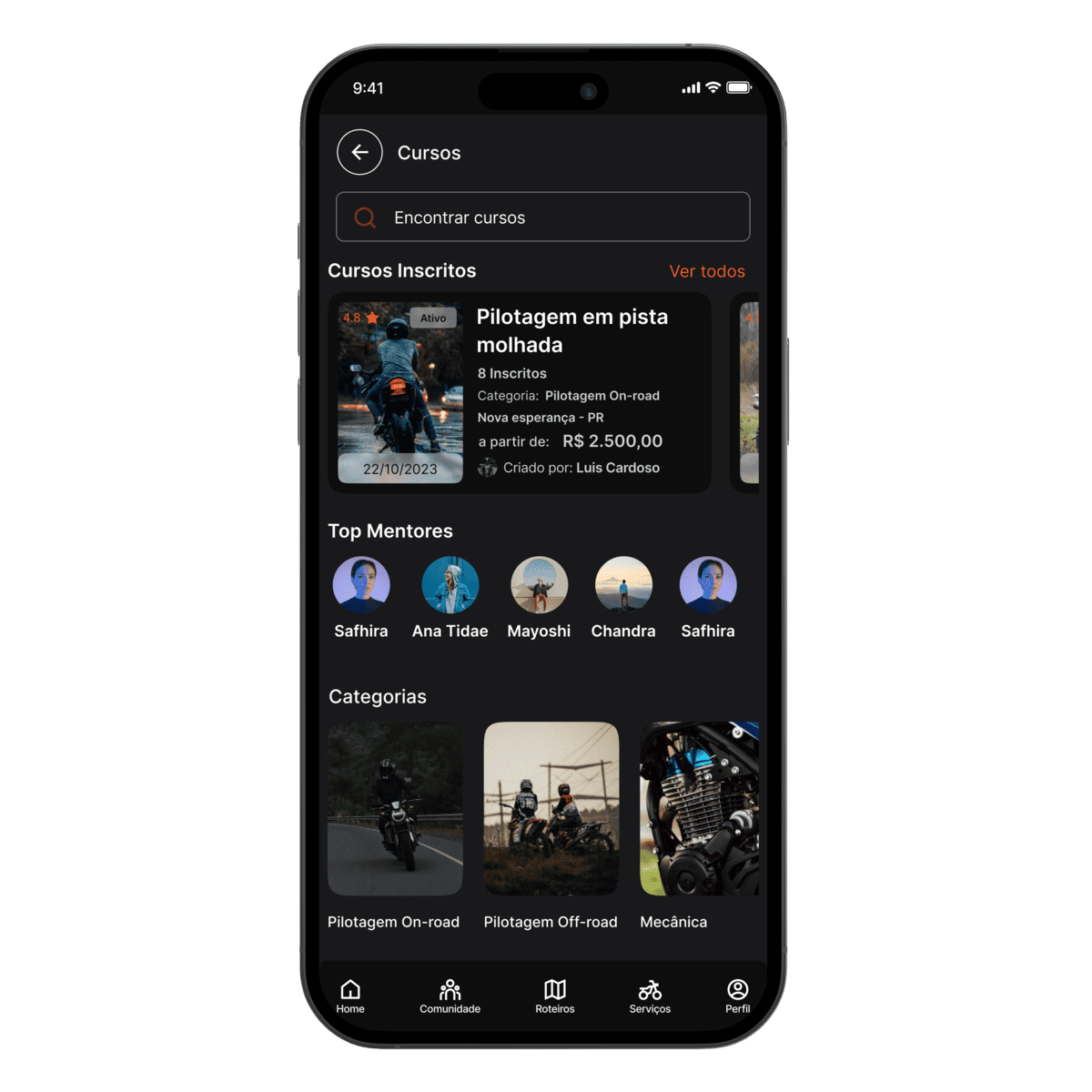 O aplicativo Harley-Davidson em um iPhone.